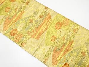 アンティーク　佐賀錦　地紙に菊模様織り出し袋帯（着用可）